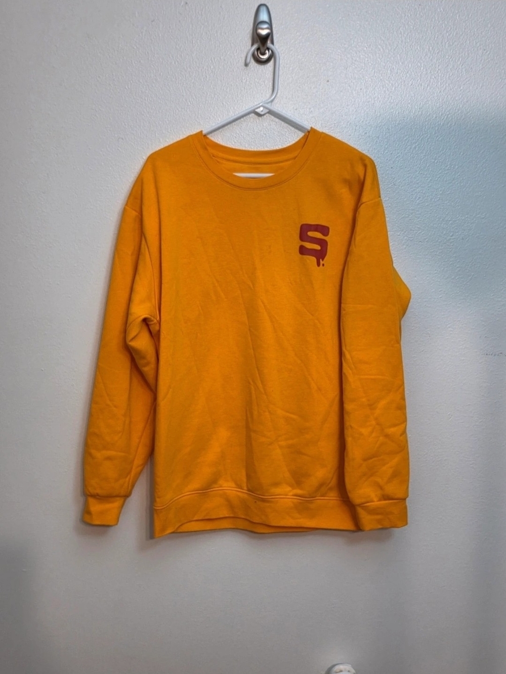 Men's Golden Yellow Crewneck Sweatshirt with Maroon 'S' Accent